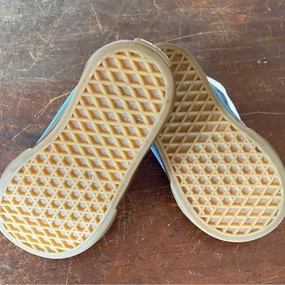 Vans Size 4.5 Size She Blue and White Velcro - Picture 4 of 5